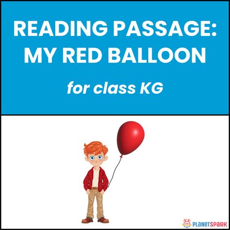 Class KG Reading Comprehension on My Red Balloon | PlanetSpark