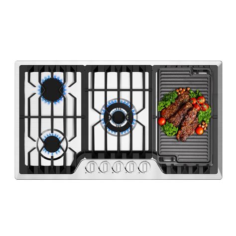 Buy 36" Built-in Cooktop with Griddle,5 Italy SABAF Sealed Burners ...