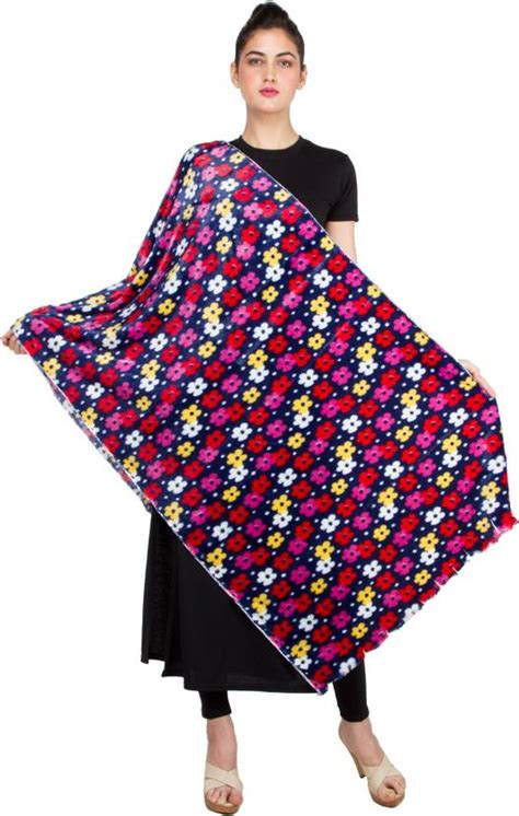 Keepsake Velvet Floral Print Women Shawl - Buy Blue Keepsake Velvet ...