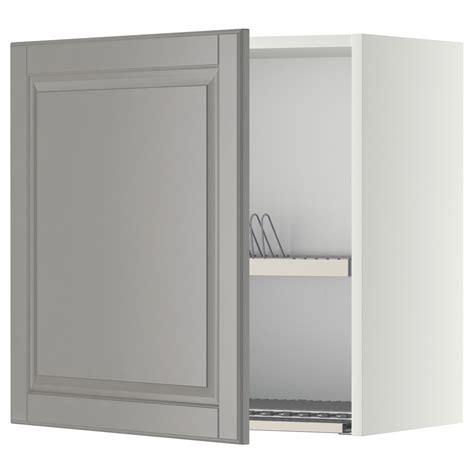 METOD wall cabinet with dish drainer, white/Bodbyn grey, 60x37x60 cm ...