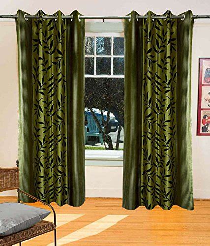 Buy Elegance Green Floral Window Curtain Set of 3 Online at Low Prices ...