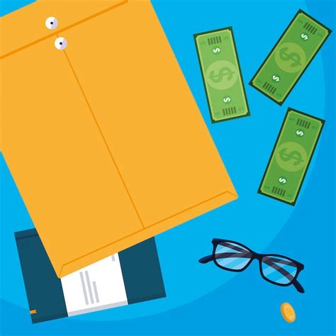 Air view documents and office set items | Premium Vector