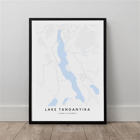 Lake Tanganyika Map Lake Tanganyika Map Poster Lake Tanganyika Art ...