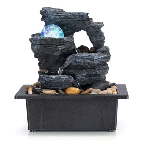 Amootek Tabletop Fountain Rotating Ball Rock Waterfall Fountain Office ...