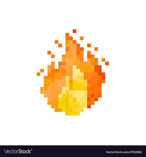 Fire icon on white background pixel 8 bit style Vector Image