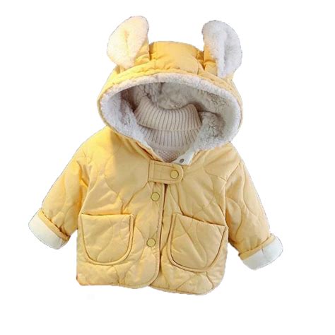 Baby Winter Jackets Kids Yellow Long Sleeve Cute Ear Hooded Jackets ...