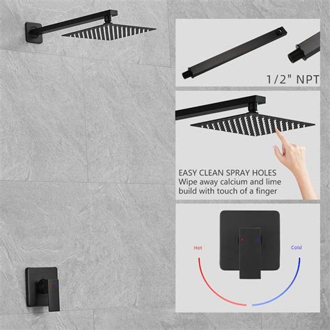 Heable Matte Black Shower Faucet Set, Single Function Shower Trim Kit ...