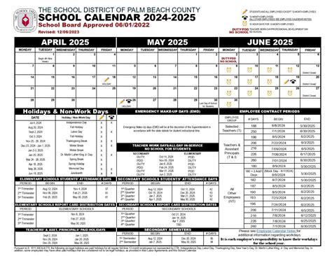 Palm Beach County School Calendar 2024-2025 [Academic Year]