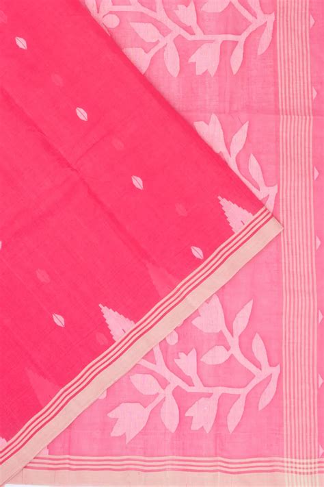 Dhakai Cotton Butta Rani Pink Saree With Jamdani