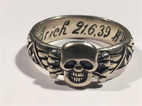 SS Totenkopf Death's Head Silver Ring Himmler Waffen SS Replica ...