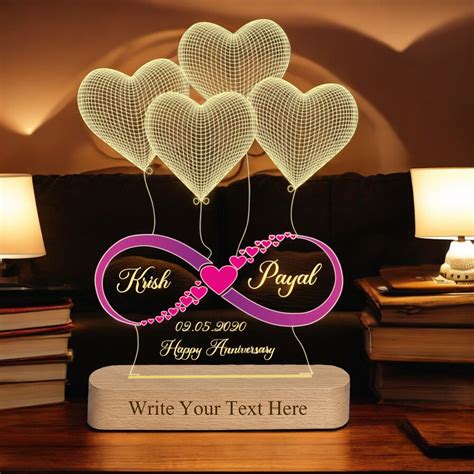 Personalized 3D illusion Name Acrylic LED Table Lamp | Infinity Symbol ...