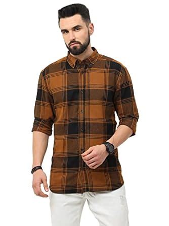 GLORYBOYZ Regular Fit Autumn Winter Full Sleeves Checks Mens Shirt ...