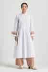 Buy White Poplin Shawl Neck Solid Long Shirt For Women by Three Online ...