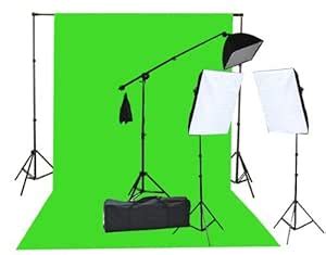 Fancierstudio 2000 Watt Chromakey Green Screen Lighting Kit Softbox ...