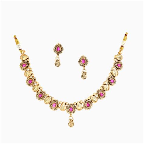 Regal Bloom Ruby Necklace Set for Festive Celebrations – Utsaav by Gargi