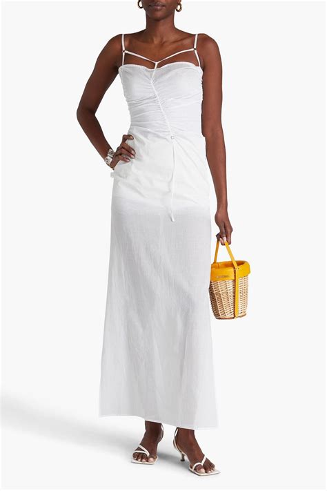 JACQUEMUS Ruched cotton-gauze maxi dress | THE OUTNET