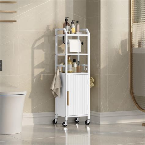 Latitude Run® Small Bathroom Storage Cabinet, Slim Corner Floor Cabinet ...