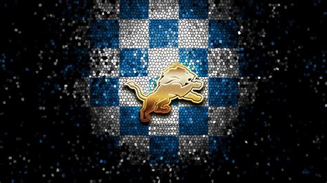 Detroit Lions Wallpaper 4K, Mosaic, Emblem