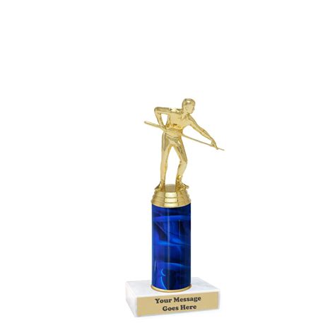 Pool Shooter Figure Male Gold on Fantasy Column Series Marble Base Trophies