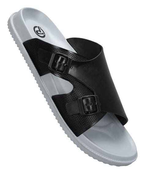Paragon Men's Black Grey Slip-on Sandals for Men | Comfortable Sole ...
