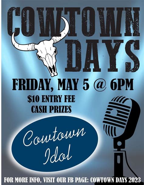 Cowtown Idol Friday, May 5th, 6pm. Johnston Library. Free Hot Dogs ...