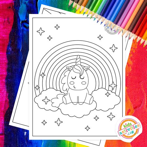 Free Printable Unicorn Rainbow Coloring Pages For Kids