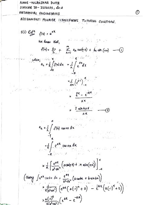 Fourier Transforms Tutorial Solutions - ME 2216035 Assignment - Studocu