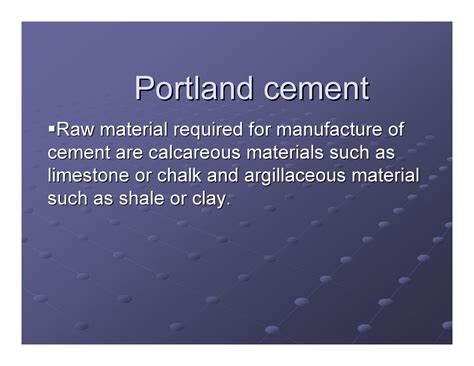 Chapter 1 - Portland cement Raw material required for manufacture of ...
