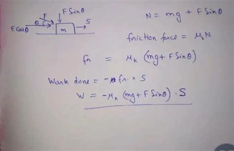Find work done by friction for displacement ‘S’ (1) 4x(mg + Fsine)s (2 ...