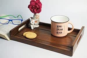 Culturway Solid Elegant Rose Wood Serving Tray | Wooden Rectangular ...