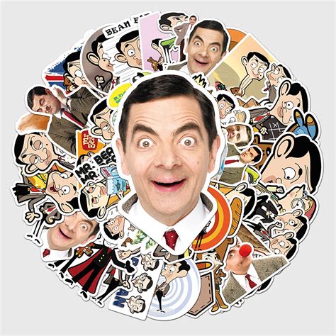 50 Pcs Stickers Of MR.Bean, Vinyl Waterproof Stickers for Water Bottles ...