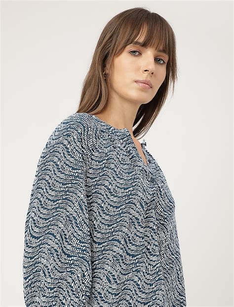 Buy Pure Viscose Printed Band Collar Shirt at Marks & Spencer