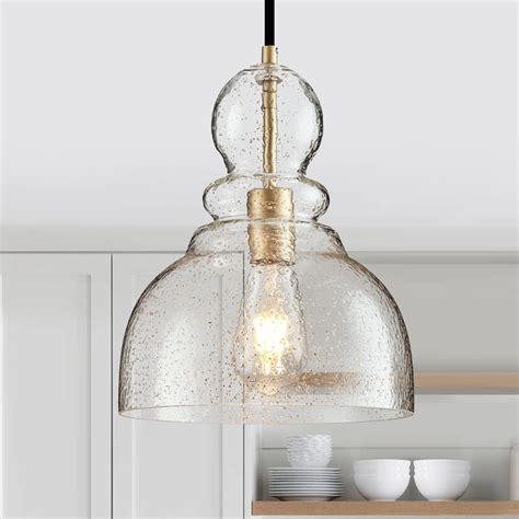FookChak Gold Sand Glass Pendant Light for Kitchen Island 1-Light ...