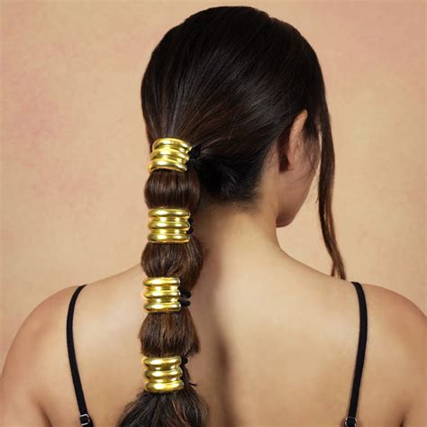 Set of 2 Triple Halo Pony Cuffs - Gold – Hair Drama Company