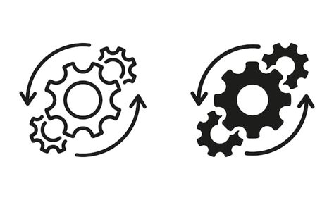 Gear and round arrow business technology process black symbol ...