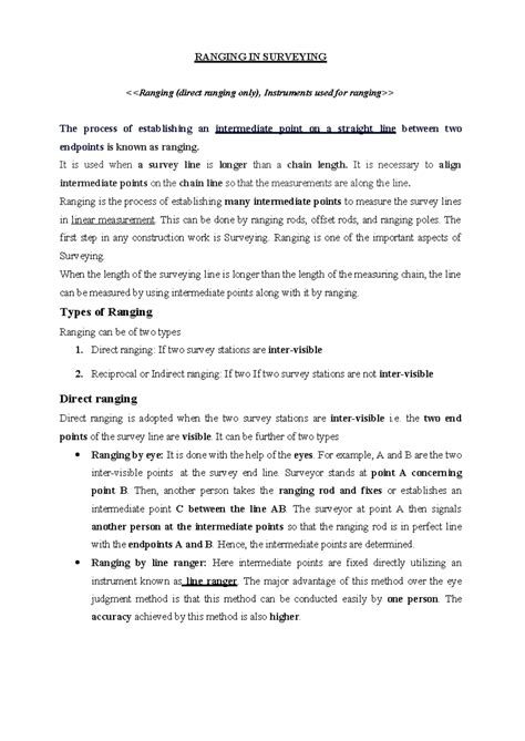 Ranging IN Surveying - RANGING IN SURVEYING