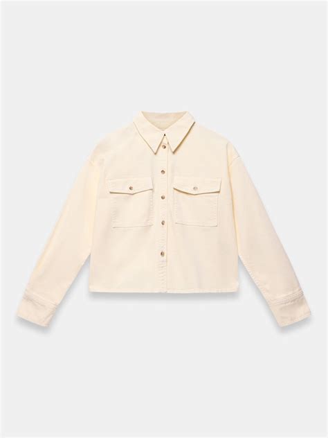 Mint Velvet Cropped Denim Shirt, Yellow