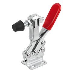 Toggle clamps horizontal with flat foot and adjustable clamping spindle ...