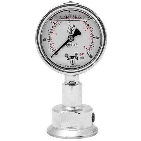 Winters PSQ Series Aluminum Dual Scale Sanitary Pressure Gauge, 2-1/2 ...