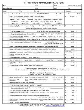 Classic Gutter Systems 5 Half Round Aluminum Estimate Form 2022-2026 ...