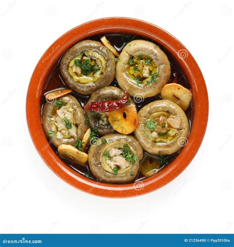 Champinones Al Ajillo , Garlic Mushrooms Stock Photo - Image of pepper ...