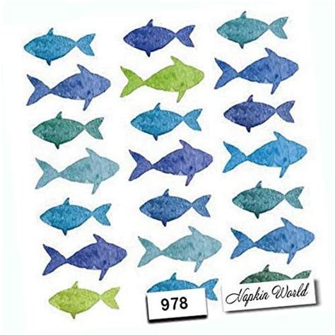 Buy Fish Ocean Sea Aqua Blue Paper Napkins Decorative Individual ...