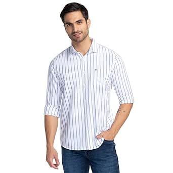 Oxemberg Men's Cotton Slim Fit Casual Shirt (White, 38/ OJN50061F ...