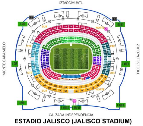 Estadio Jalisco Seating Chart with Rows and Seat Numbers 2025