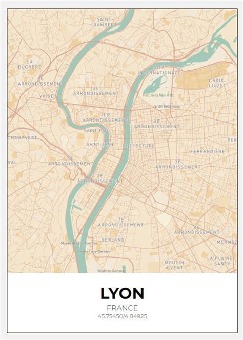 Lyon City Map Poster - Etsy UK
