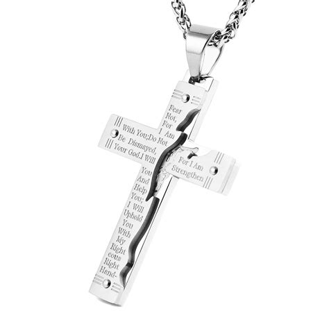 Buy HZMAN Men's Stainless Steel Jesus Christ Crucifix Cross Lord's ...