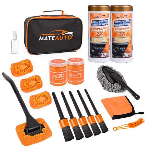 MateAuto Interior Car Cleaning Kit,19PCS Car Cleaning Wipes Interior for Leather Seat,Dashboard ...