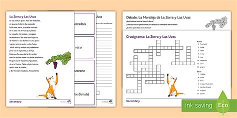 Spanish Literature Activity Pack to Support Teaching on 'La Zorra y Las ...