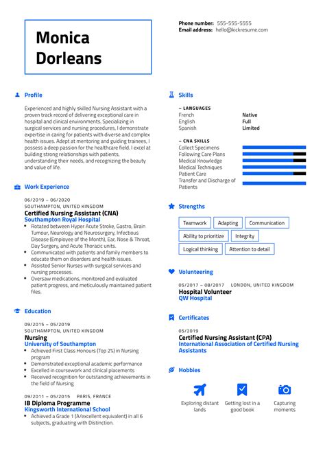 Certified Nursing Assistant Resume Sample | Kickresume