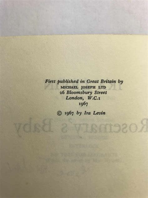 Ira Levin - Rosemary's Baby - First Edition 1967